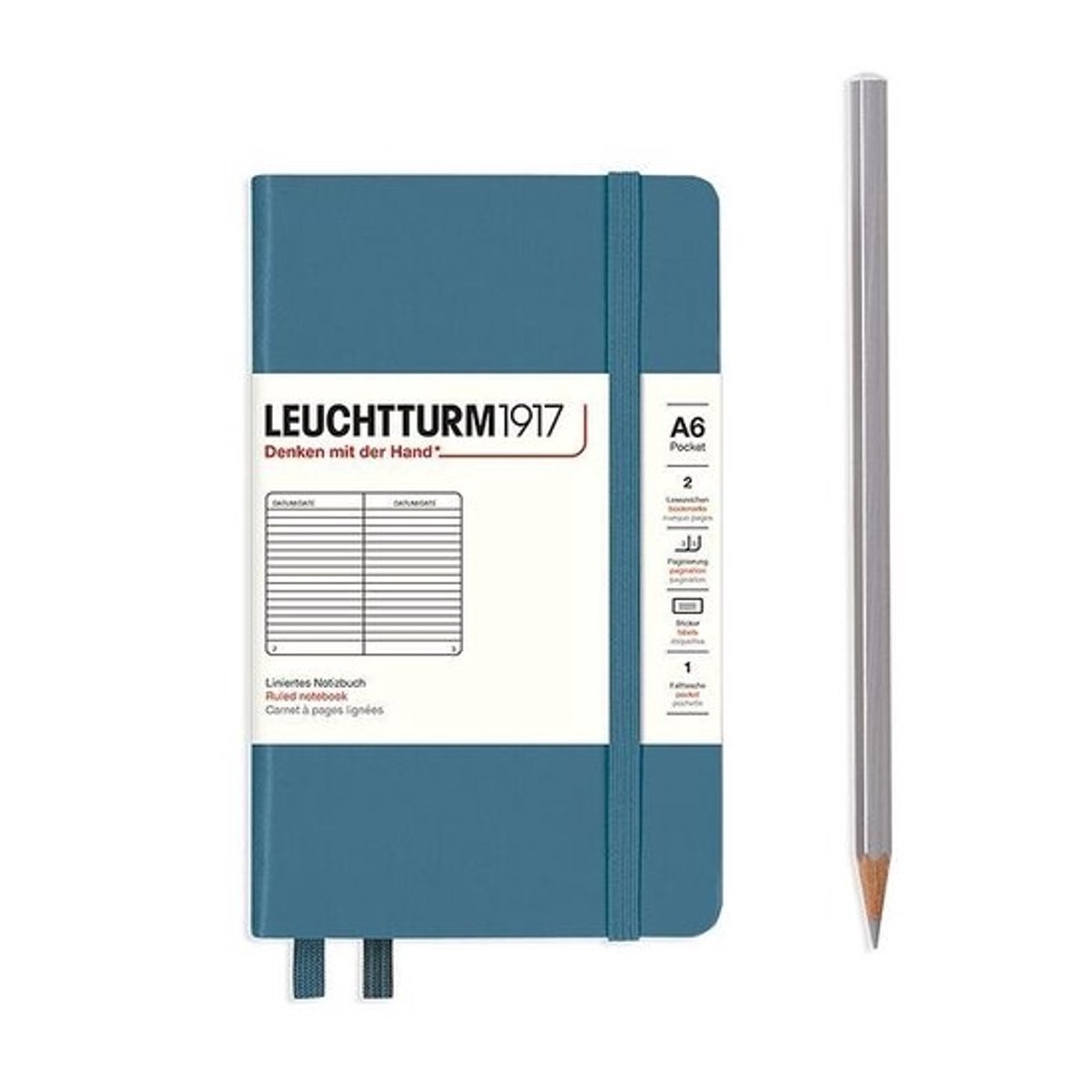 Leuchtturm notitieboek pocket 9x15cm lijn stone blue A6 formaat - Notebook - 4004117610738