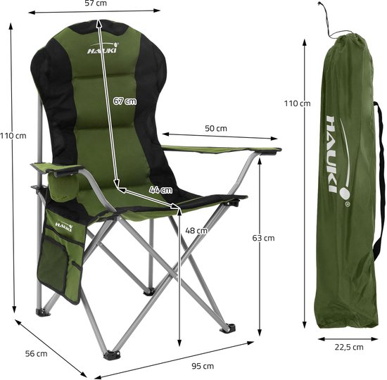Opvouwbare campingstoel tot 150 kg Khaki met bekerhouder incl. draagtas HAUKI — afbeelding 5