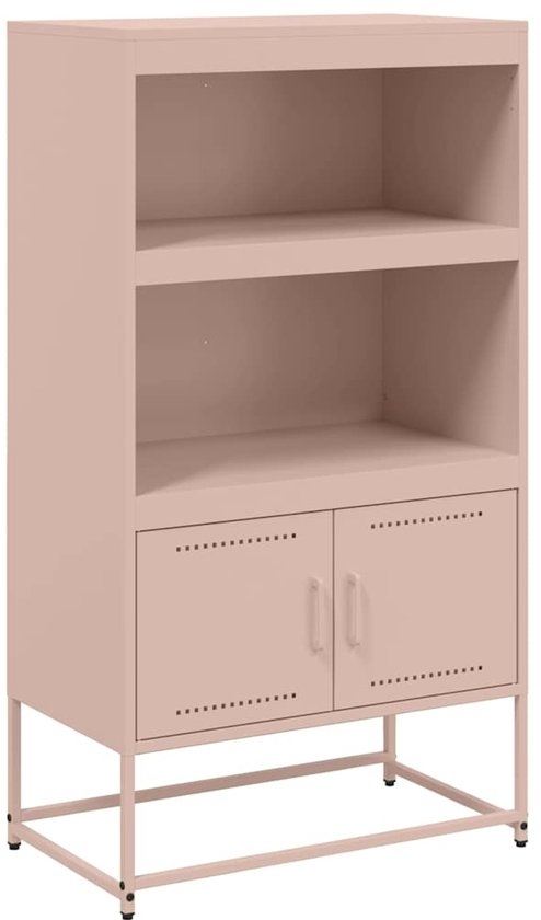 vidaXL Hoge kast 68,5x38,5x123,5 cm staal roze, hoog dressoir, hoge keukenkast, hoge woonkamer kast, hoge kast woonkamer, dressoir hoog, kast hoge
