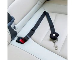 Ultiluxe® Auto gordel voor honden - Zwart/wit - Autoriem met bloem - 57 cm - Hondenriem met schattig bloemetje - Veiligheidsgordel huisdieren - Vertelbare autogordel - Hondengordel - Reizen, onderweg, autorit - Veilig voor dieren