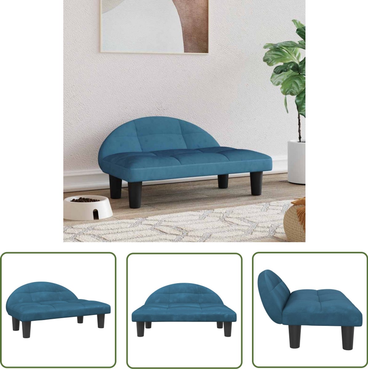 vidaXL Hondenbed – Hondmand – Hondenmand 70x52x30 cm fluweel blauw – Fluweel Hond Bed – Hondenmand Klein – Hondenmand Blue