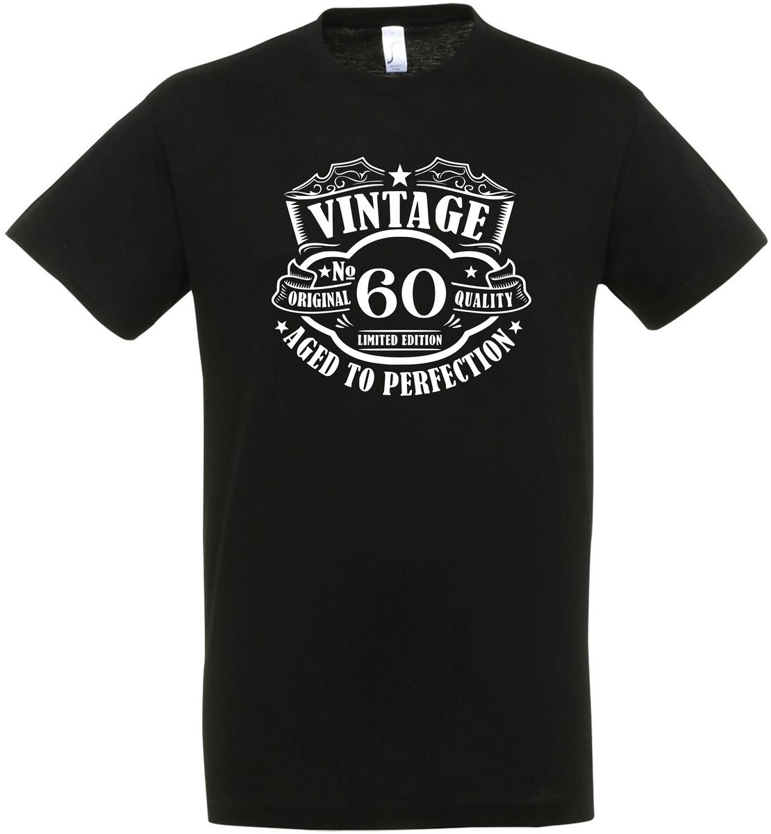 Vintage 60 Jaar T-shirt - Aged To Perfection - Verjaardag en feest cadeau - Cadeau tip - 60 jaar cadeau - 60 jaar - T-shirt - 1965 - Heren - Vader Cadeau - Maat XL