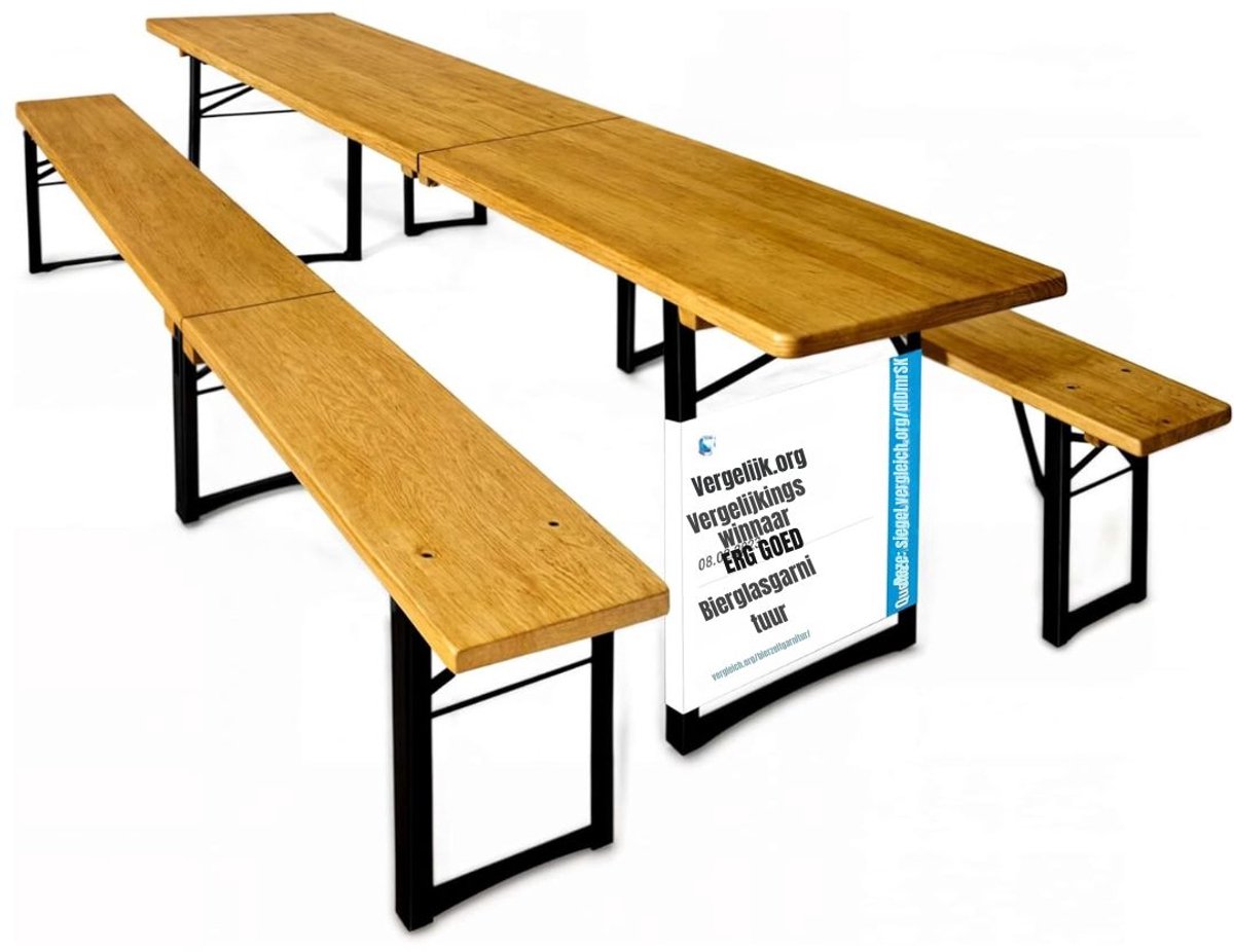 Zylo® Biertafel - Biertafels - Biertafelset - 220x50x75cm - Natuurlijk