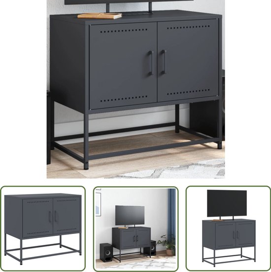 VidaXL Tv-meubel 68x39x60,5 cm staal antracietkleurig - Kantoormeubelen