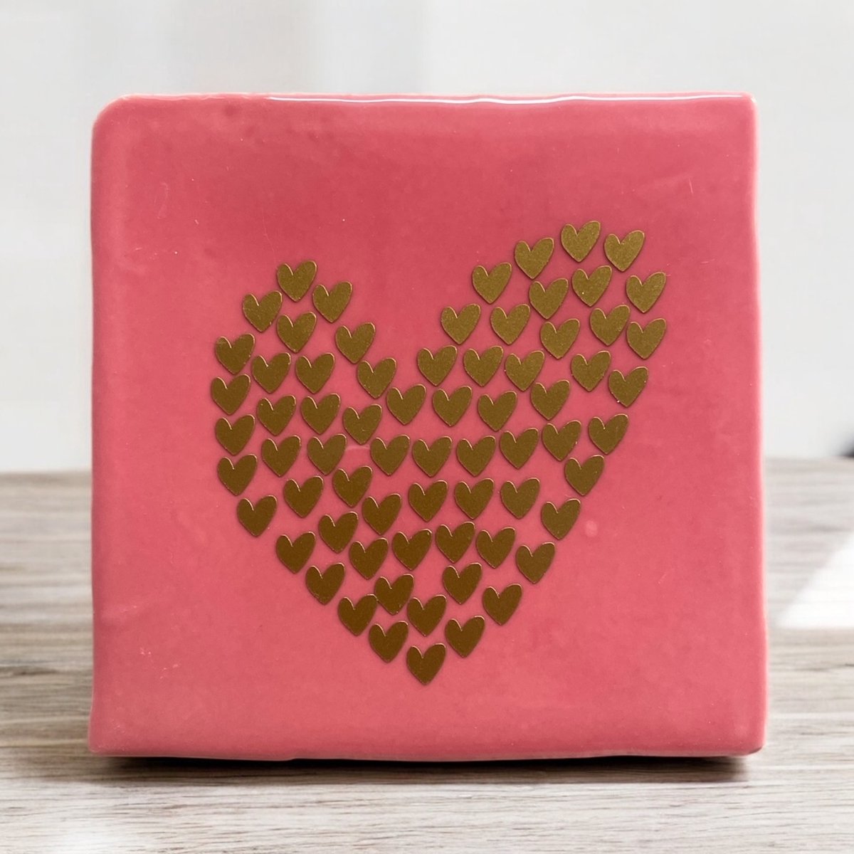 Hip Tegeltje met afbeelding-Hart-Roze-Afbeelding-Cadeau-Geschenk-Gift-Kado-Zomaar-Valentijn-Vejaardag-Sint-Kerst-Lief