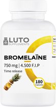 Bromelaïne - 750 mg (4500 F.I.P) - 180 maagsapresistente capsules (DRcaps®) - Natuurlijk spijsverteringsenzym uit ananas-extract - laboratorium getest - veganistisch - hoge dosering - LUTO Supplements