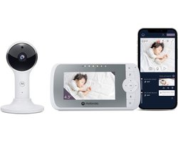 Motorola VM64 Babyfoon met Camera en App – 4.3” WiFi Video Baby Monitor met Smartphone App – 2-weg Audio, Nachtzicht, Temperatuur, Slaapliedjes, Digitale zoom