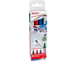 edding 8400 CD/DVD/BD marker set met 4 kleuren - zwart, rood, blauw, groen - ronde punt 0,5-1 mm - permanente inkt - veilig voor uw opgeslagen gegevens
