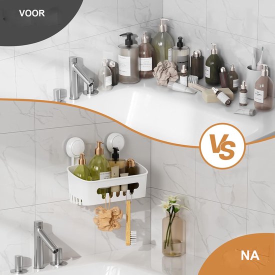 TAILI Douchecaddy zuignap 2 stuks, douche-organizer afneembaar