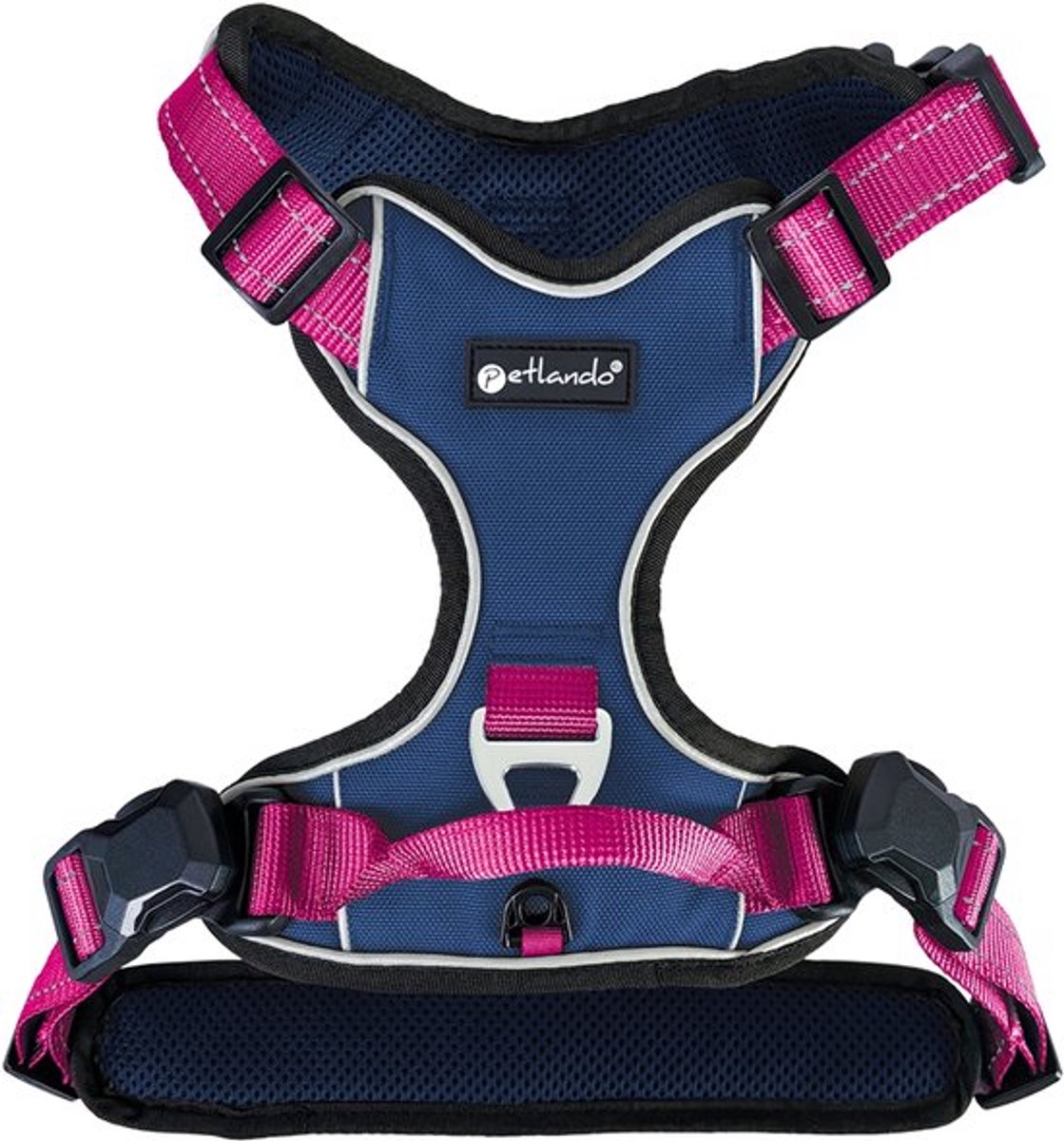 Petlando Hondentuig Navy-Fuchsia met magnetische sluiting- maat S- 46 – 56 cm.