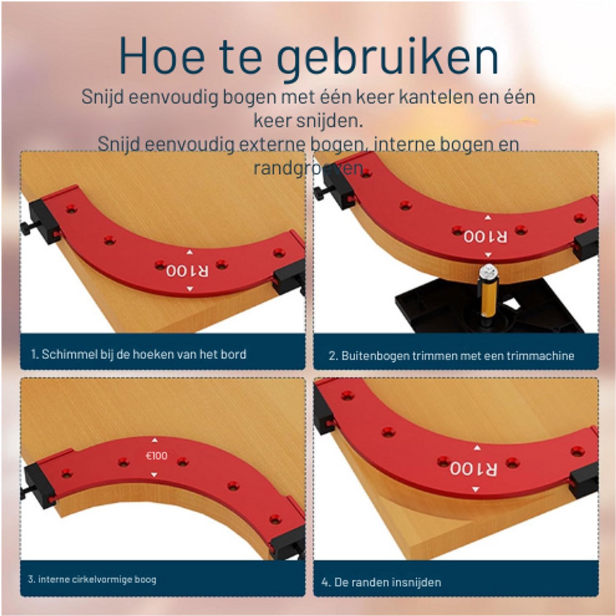 Router Hoekradius Mal,Ergonomische Freesgeleiders voor Houtbewerking