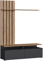 COSTWAY TV-kast 147 Cm - Lowboard Voor TV Tot 65 Inch, Vintage Bruin, Met 2 Deuren & Open Vakken