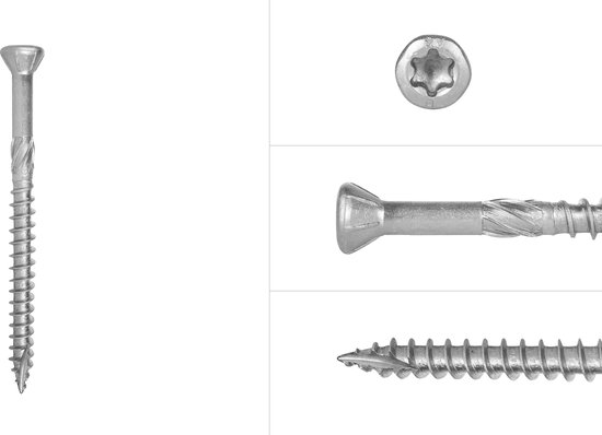 Vis à terrasse Wovar en acier inoxydable 410 5 x 50 mm Torx 25 avec pointe de coupe - Boîte 200 pièces - Meilleures ventes!