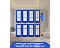Vervangende filterset geschikt voor Eufy RoboVac 11S Max, RoboVac 15C Max, Robovac 30C Max, G10, G10 Hybrid, G20, G30, G30 Edge, G30 Hybrid Robot Stofzuiger Onderdelen Accessoires met Reinigingsborstel