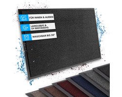 FLOORDIREKT Deurmat SKY - Droogloopmat - Schoonloopmat - voor Binnen en Buiten - Antraciet - 60 x 90 cm