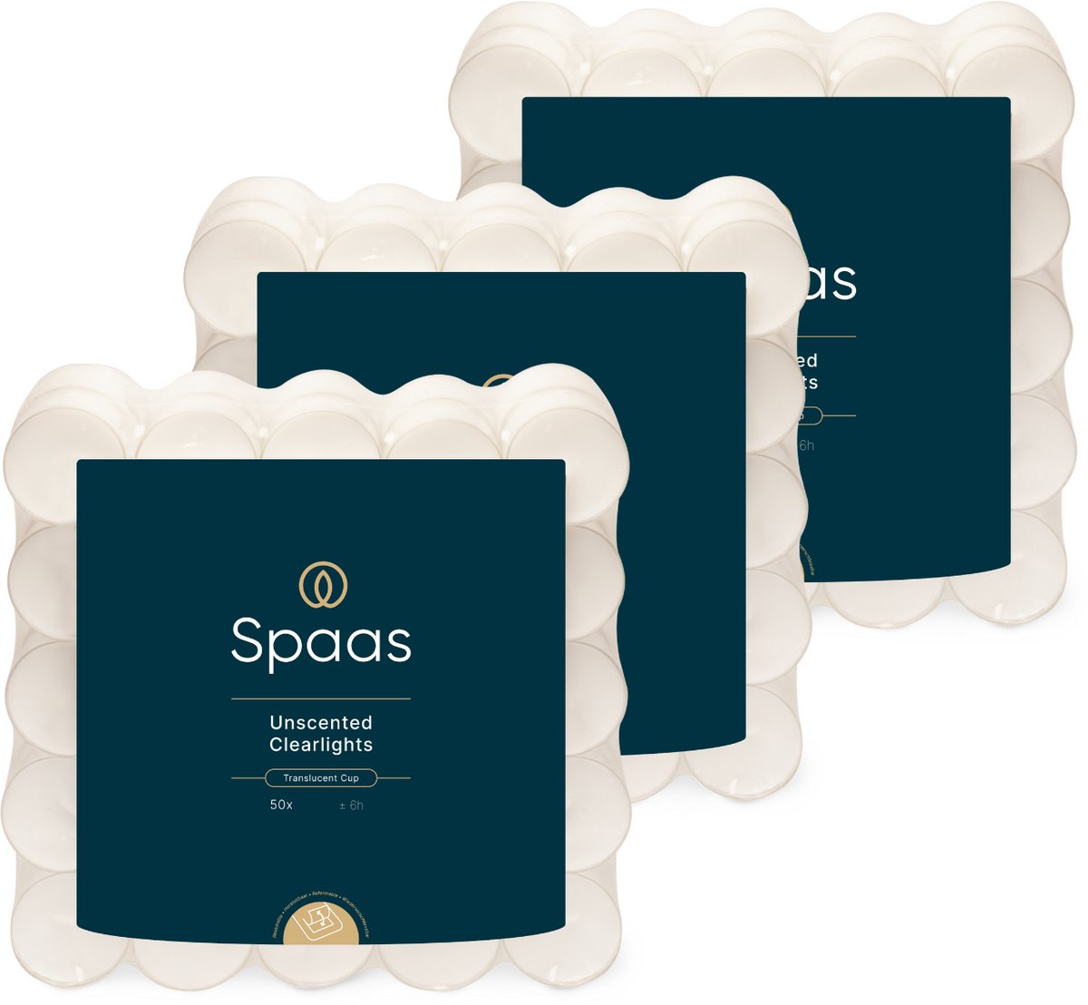 Bol.com Spaas Theelichtjes Kaarsen Clearlights - Wit - circa 6u - 150 stuks aanbieding