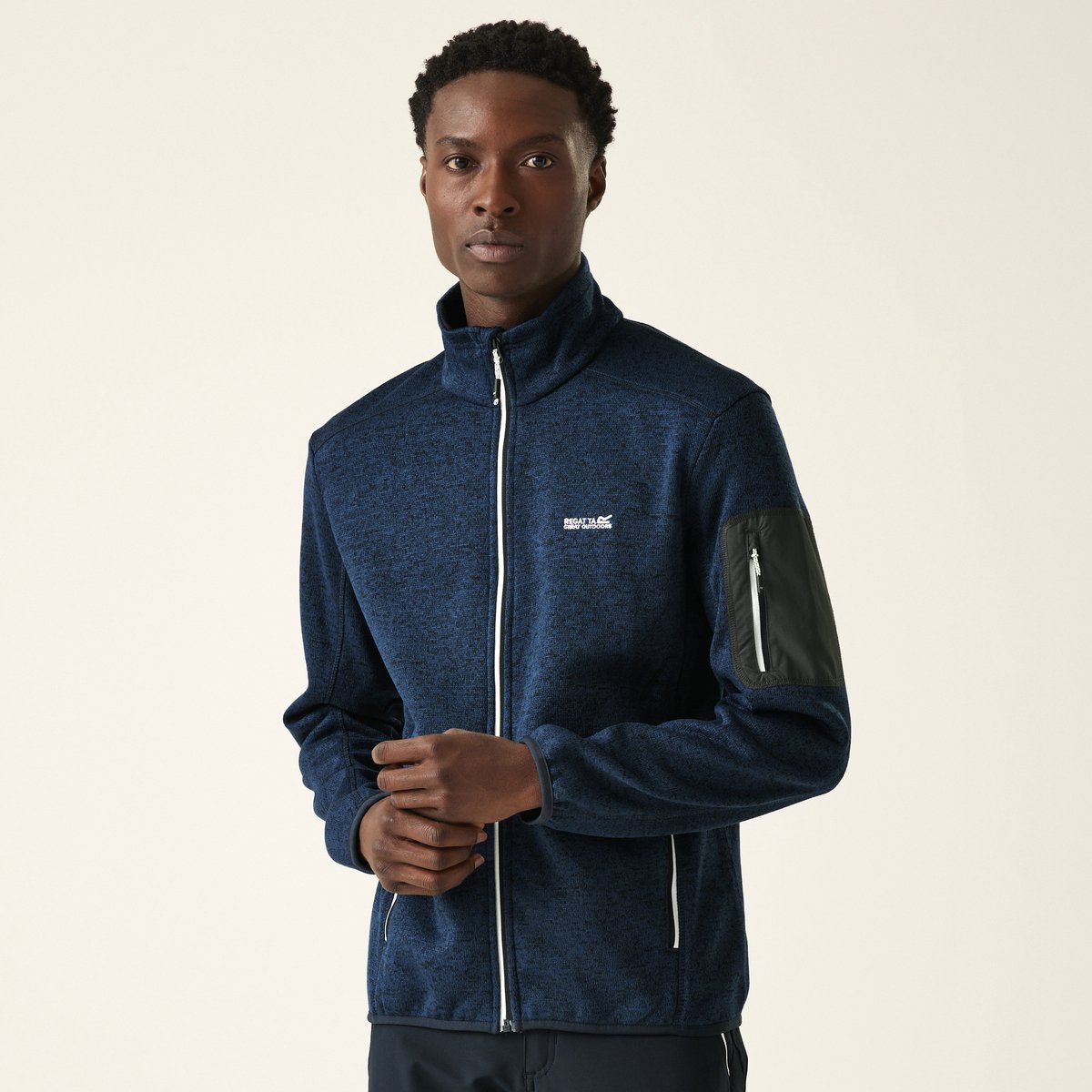 Fleece Heren Hiking Hoge Kraag Newhill Blauw