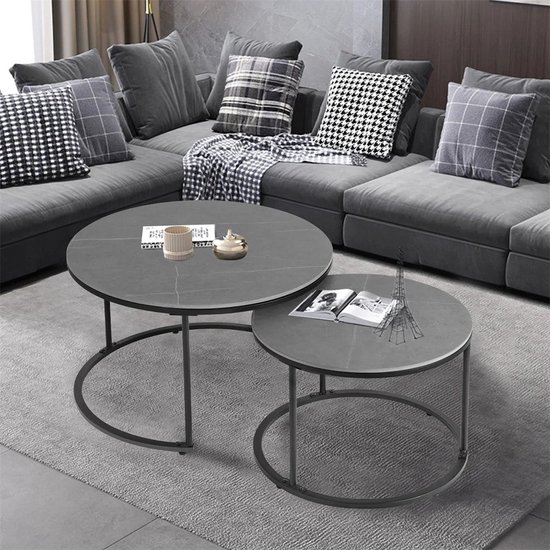 Salontafels - Salontafels rond - Salon tafel - Moderne ronde grijze ...