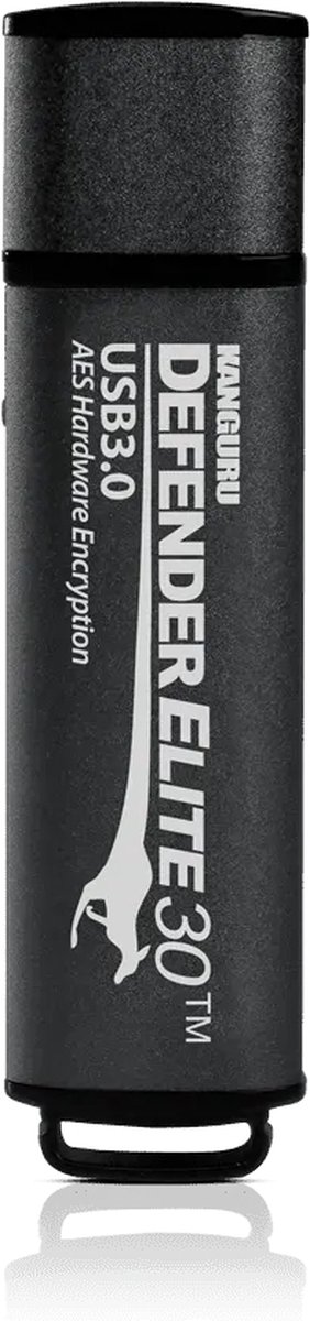 Kanguru - Defender Elite30 – 64 GB - Hardware Encrypted USB-Stick – USB 3.0 – FIPS 140-2 Level 3 – Fysieke Schrijfbeveilingsschakelaar - Zwart