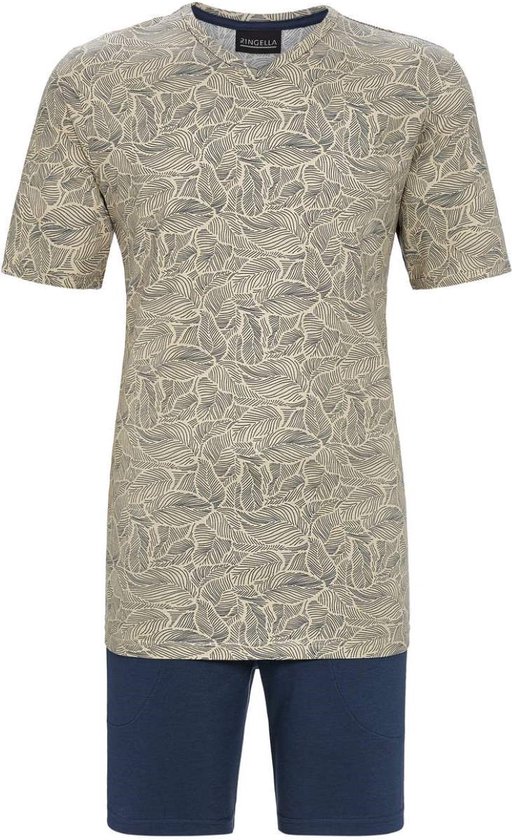 Heren shortama bladeren karamel - Beige - Maat - 52