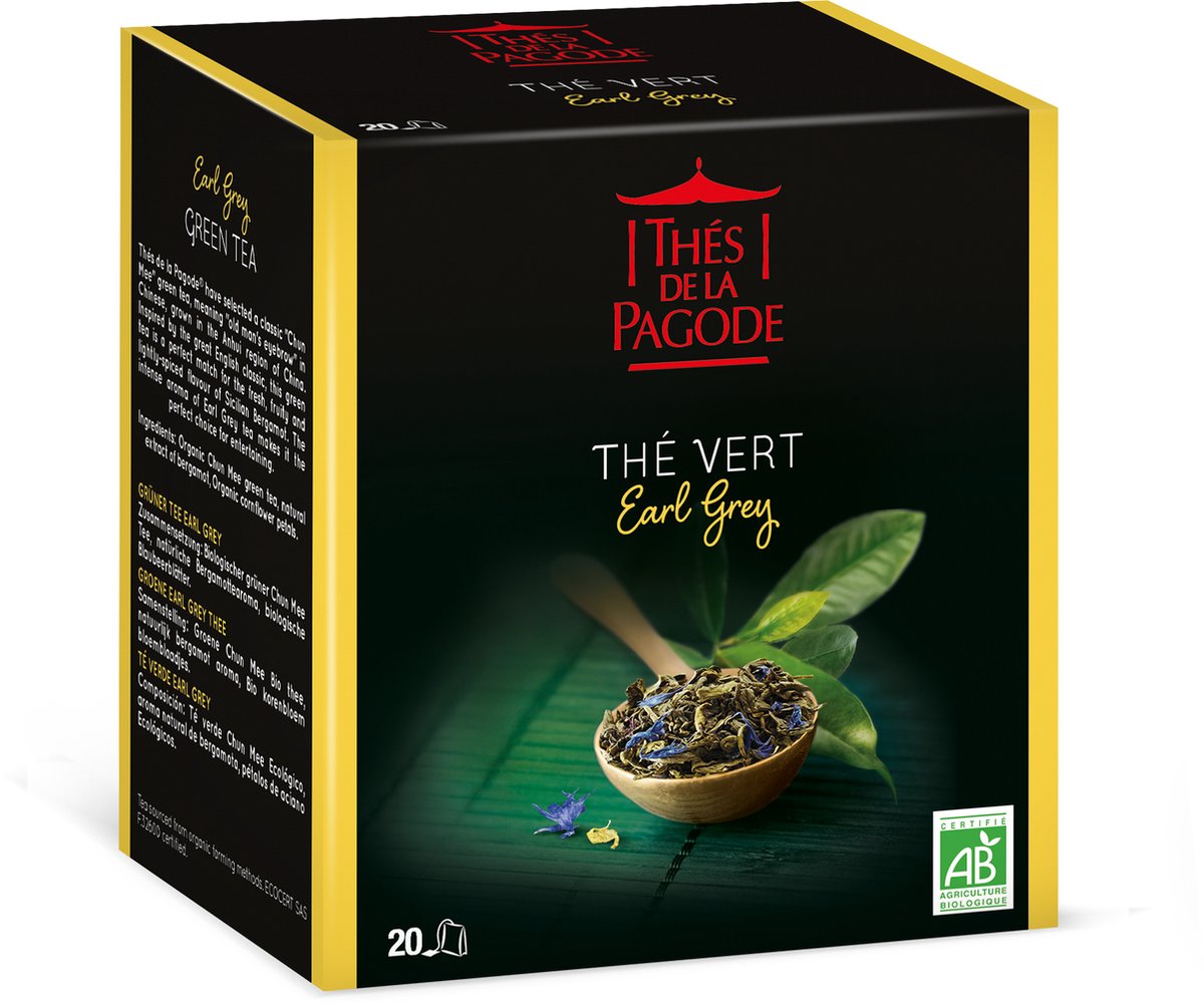 Thes de la Pagode - Groene thee Earl Grey - Biologische thee - 20 theezakjes