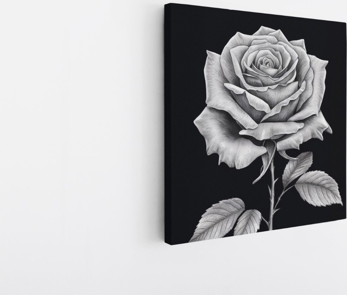 Saammp Canvas Schilderij - Monochroom Roos - Bloemen - Natuur - Abstract - 100x100 - Foto op canvas - Wanddecoratie - Muurdecoratie Woonkamer - Kantoor Decoratie Multicolor