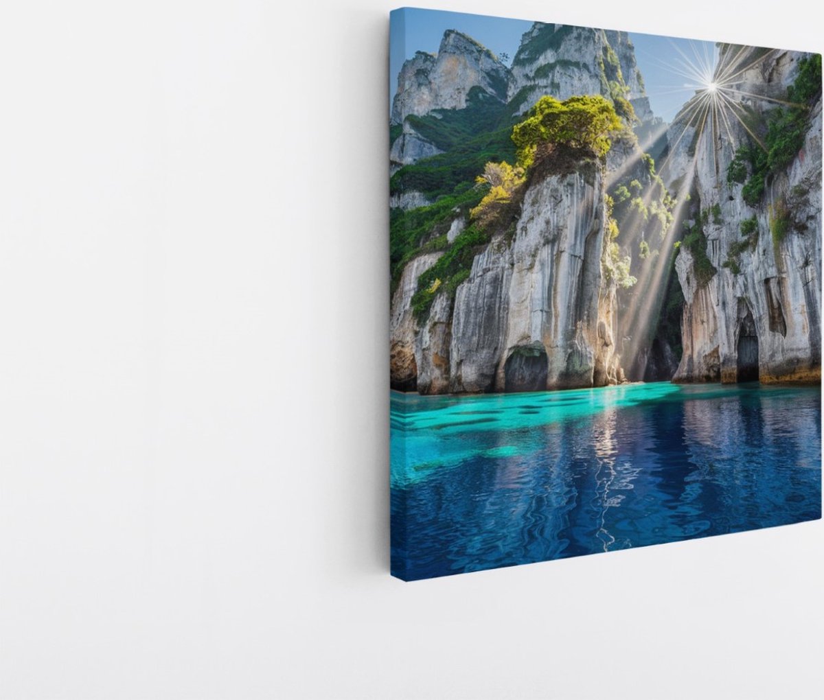 Saammp Canvas Schilderij - Mooi water tussen de Rotsen - Landschap - Natuur - 60x60 - Foto op canvas - Wanddecoratie - Muurdecoratie Woonkamer - Slaapkamer decoratie - Canvas Print