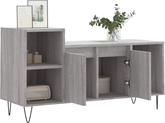 vidaXL Meuble TV - 100x35x55 cm - Chêne Sonoma Grijs Meuble TV - Meuble TV - Meuble Médias - Table basse - Meubles de salon