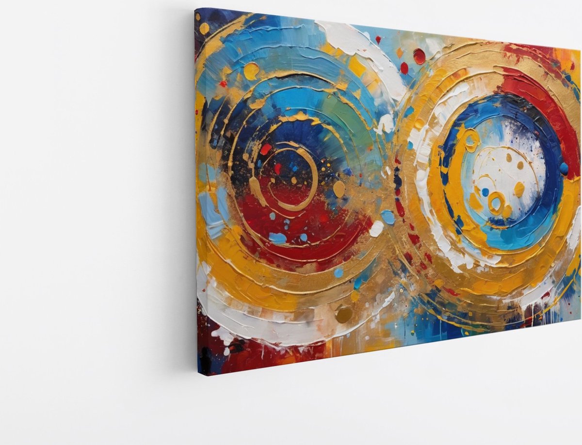 Saammp Canvas Schilderij - Abstract - Kleurrijk - Vormen - 120x80 - Foto op canvas - Wanddecoratie - muurdecoratie Woonkamer - Slaapkamer decoratie - Canvas Print Multicolor