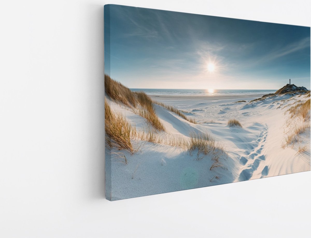Saammp Canvas Schilderij - zee - wit strand - 120x80 - Foto op canvas - Wanddecoratie - muurdecoratie Woonkamer - Slaapkamer decoratie - Canvas Print Multicolor