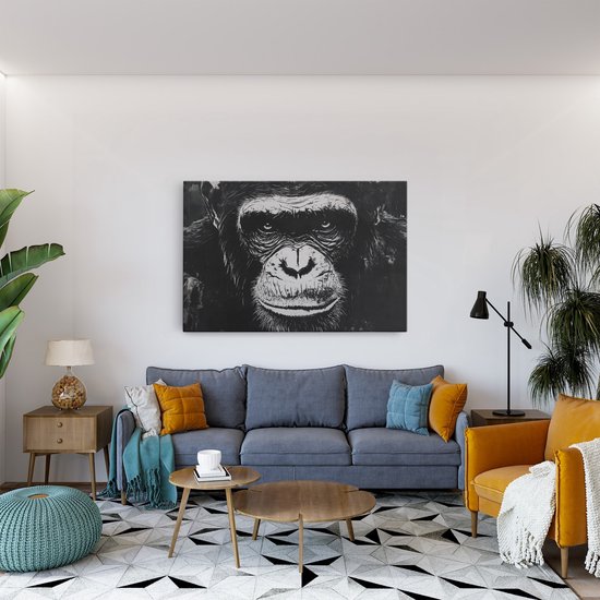 Saammp Canvas Schilderij - Aap portret - Abstract - Dier - 120x80 - Foto op canvas - Wanddecoratie - Muurdecoratie Woonkamer - Slaapkamer decoratie - Canvas Print
