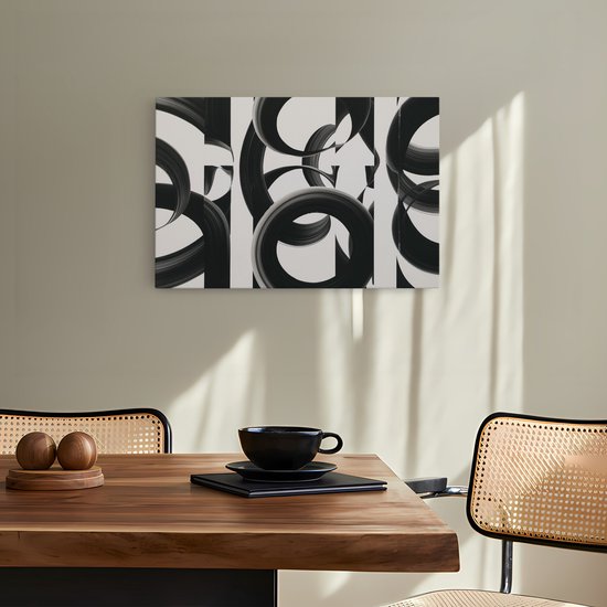 Saammp Canvas Schilderij - Abstract - Zwart-wit - 100x75 - Foto op canvas - Wanddecoratie - muurdecoratie Woonkamer - Slaapkamer decoratie - Canvas Print