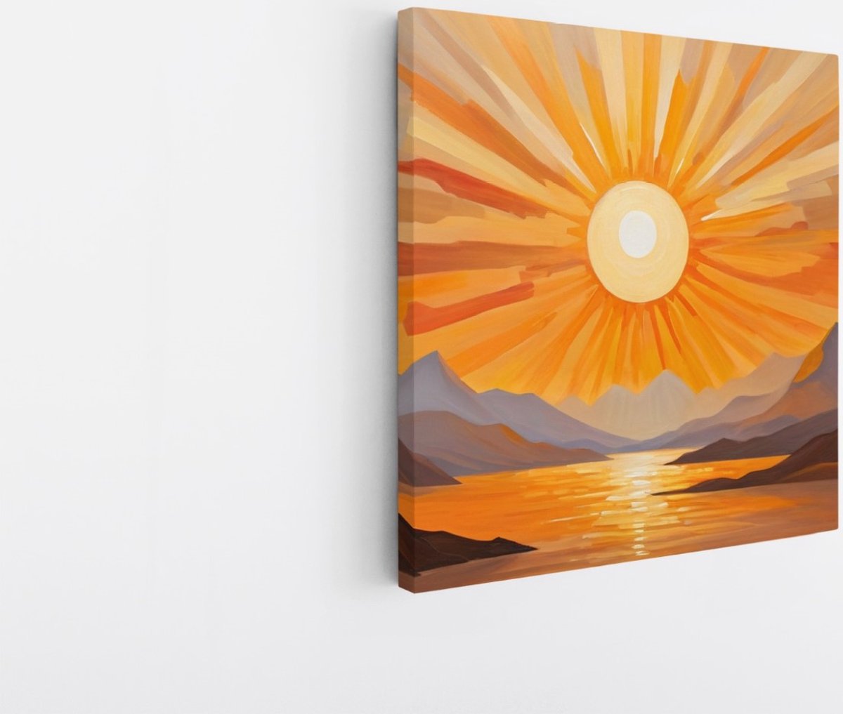 Saammp Canvas Schilderij - Abstracte zon - Natuur - Landschap - 20x20 - Foto op canvas - Wanddecoratie - Muurdecoratie Woonkamer - Slaapkamer decoratie - Canvas Print Multicolor