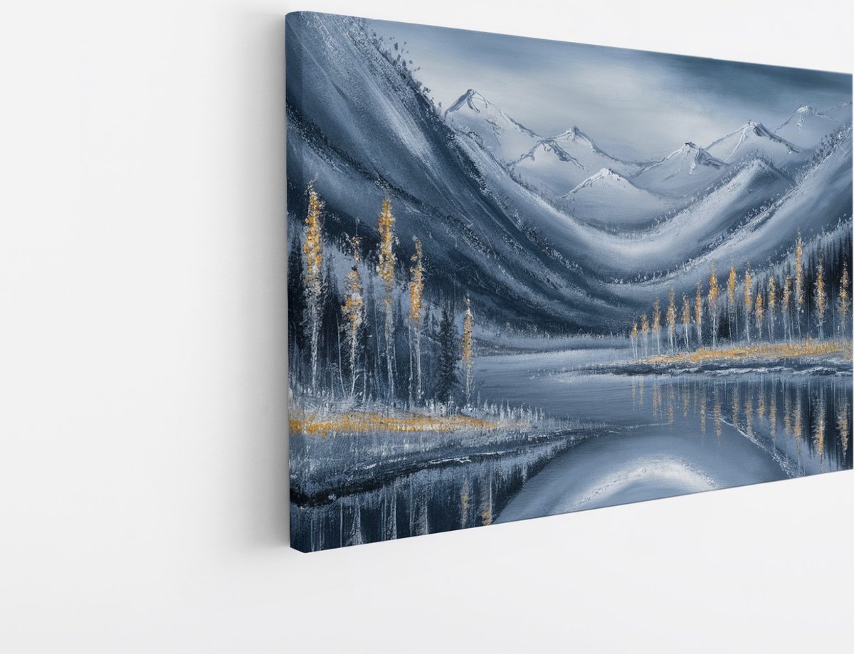 Saammp Canvas Schilderij - Natuur - Wit Landschap - Abstract - 90x60 - Foto op canvas - Wanddecoratie - Muurdecoratie Woonkamer - Slaapkamer decoratie - Canvas Print Multicolor