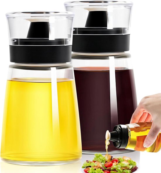 Olijfolie Dispenser Fles voor keuken Olijfolie Dispenser Fles Glazen Olie Fles Met Automatische Cap Geen Druppelolie Olijfolie Fles Pot Glazen pot Olie Dispenser voor keuken (Kleur: Groen