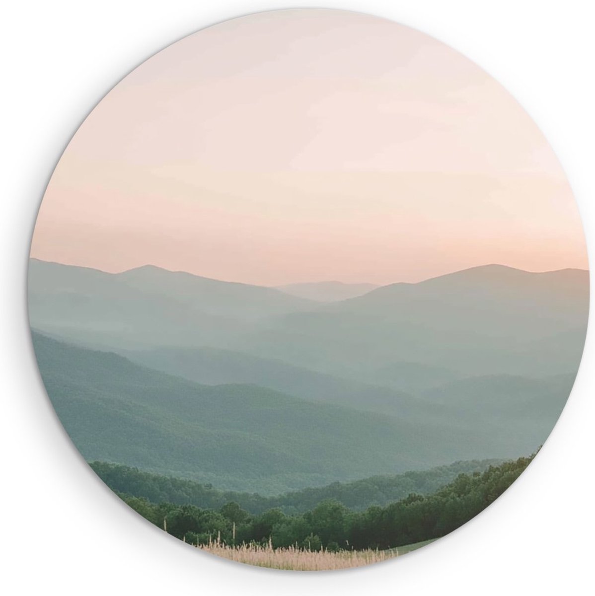 Saammp Forex Muurcirkel - Natuur - bergen - landschap - Ø 30 - Wandcirkel - Wanddecoratie Cirkel - Muurdecoratie Woonkamer - Slaapkamer decoratie - Rond Schilderij