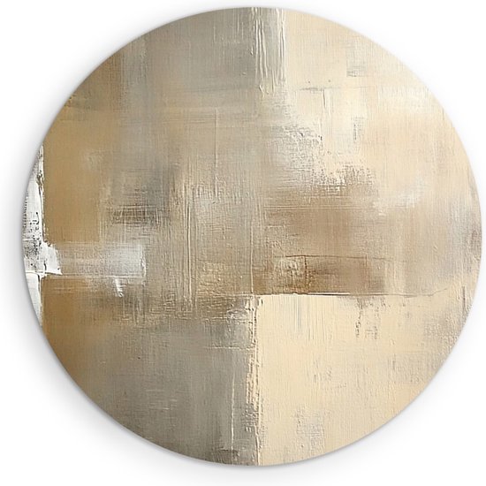 Saammp Muurcirkel Hout - Beige - Simpel - Abstract kunstwerk - Ø 40 - Wandcirkel - Wanddecoratie Cirkel - Muurdecoratie Woonkamer - Slaapkamer decoratie - Rond Schilderij