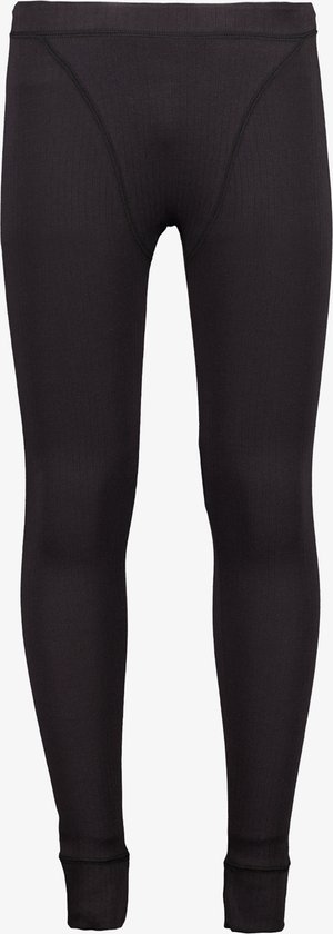 Pantalon thermique noir pour homme en tissu côtelé avec ceinture élastique.