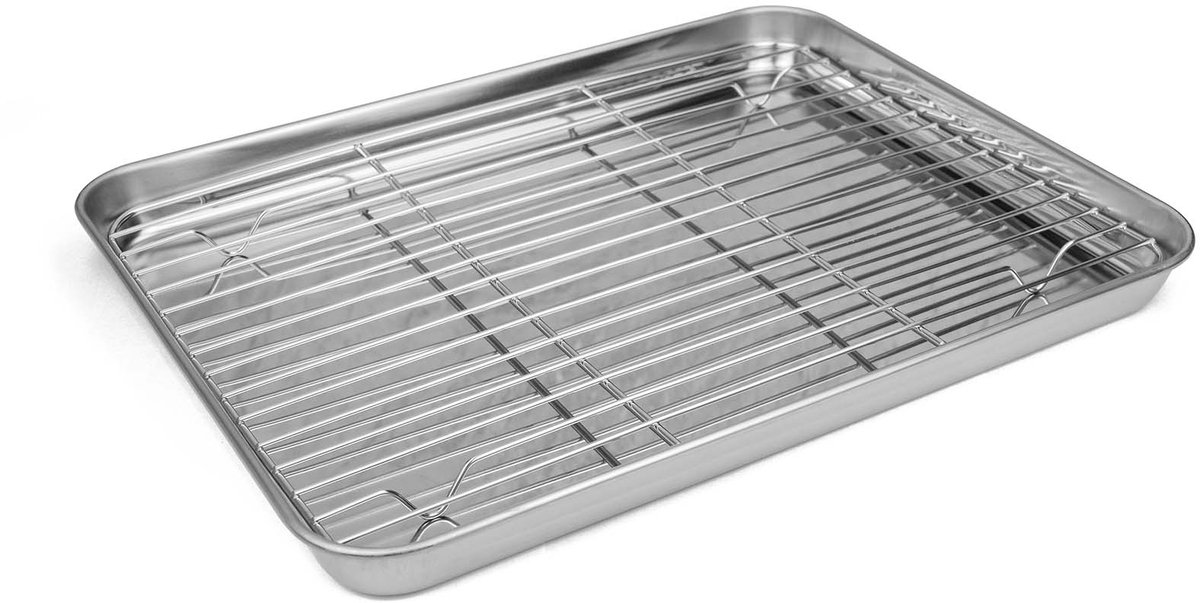 BBQ-Tray Large | Braadslede | Bakplaat met rooster - 31x24x2,5cm