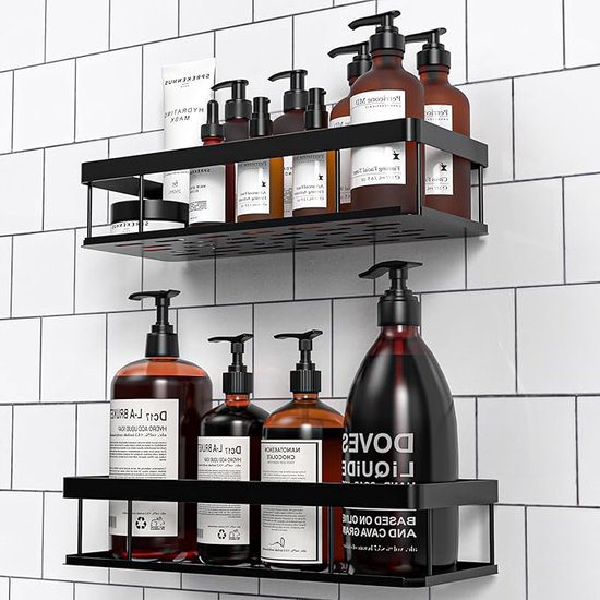 Wandplank douche - badkamer mat zwart