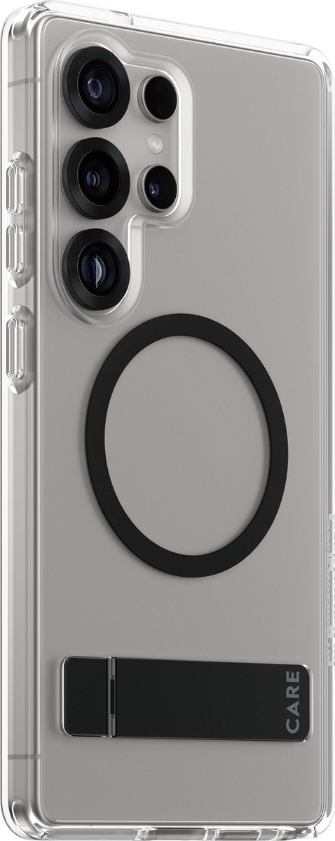CARE by PanzerGlass Feature Case - Transparant w. - Zwart Kickstand & QI Samsung S25 Ultra