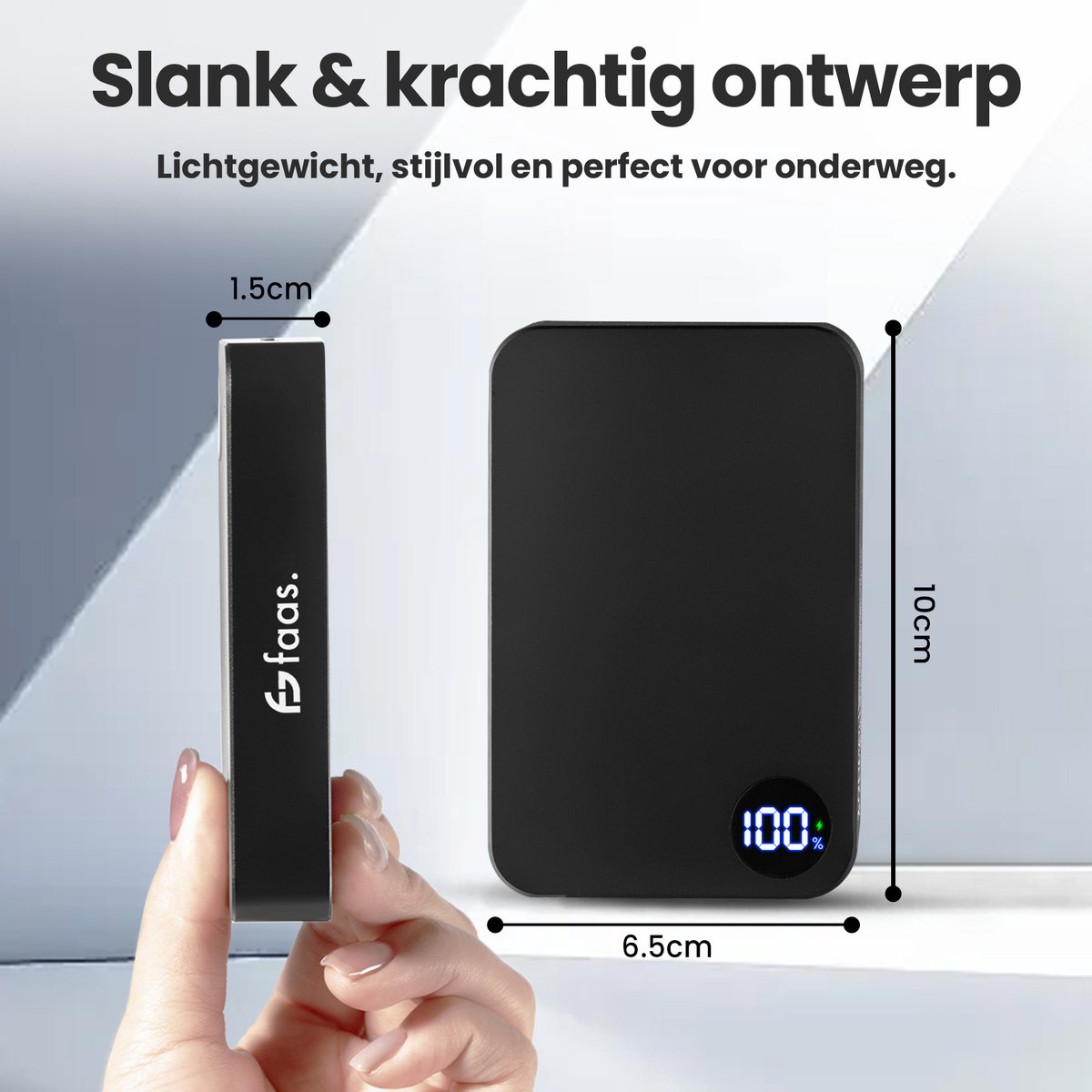 Faas Magsafe Powerbank 10.000mAh Draadloos Zwart 20W - afbeelding 3