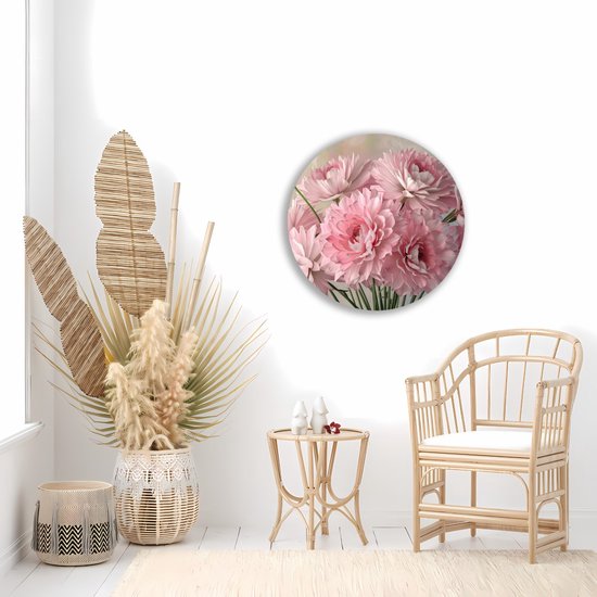 Saammp Muurcirkel Hout - Roze - Bos Bloemen - Abstract - Natuur - Ø 80 - Wandcirkel - Wanddecoratie Cirkel - Muurdecoratie Woonkamer - Kantoor Decoratie