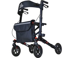2020 Lichtgewicht rollator 4.0, Dubbel opvouwbaar, Matt Black (6,9KG), Unieke zachte rubber banden (Comfort van een luchtband), Zachte comfortabele duwhandvatten