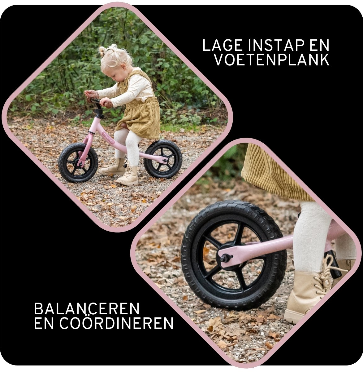 Hippiez Metalen Loopfiets Worker Old Pink vanaf 2 jaar - Roze Loop Fiets - Verstelbaar Zadel en Stuur - Voor Meisjes - Compact en Veilig - Lage Instap — afbeelding 7