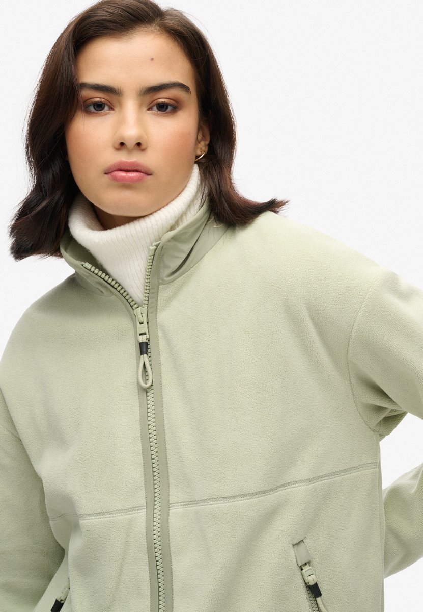Superdry Active fleece met volledige rits Dames Truien Dusty Sage