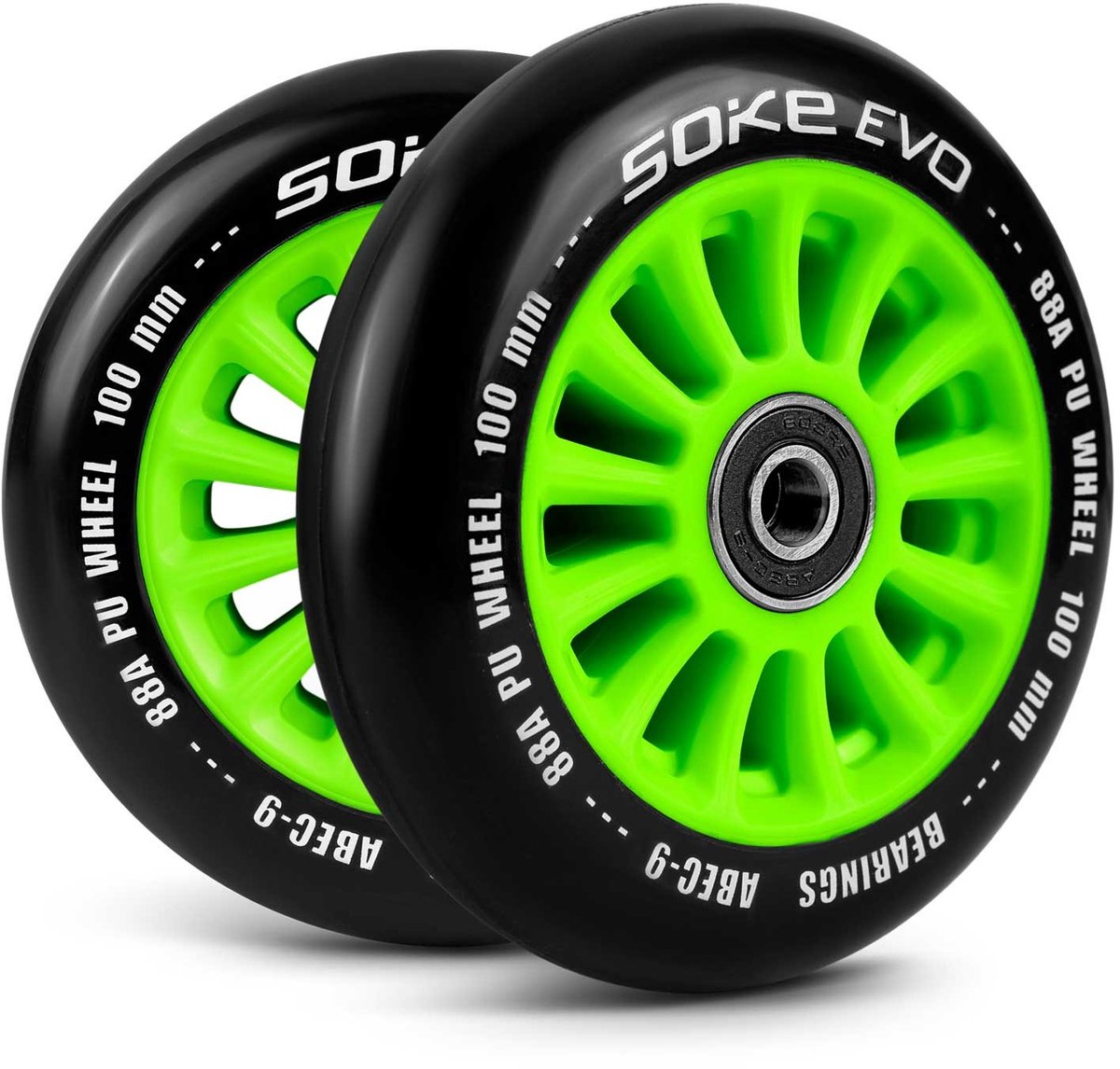 Scooterwielen 100 mm groen 2 stuks