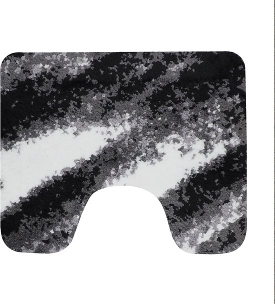 Dutch House Toiletmat Fréjus - WC Mat 60x50cm - Zwart - Antislip - Toiletmat met uitsparing - Badkamer Mat - WC Mat - Snel Absorberend - Snel Drogende Toiletmat
