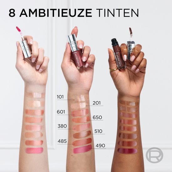 L'Oréal Paris Plump Ambition 650 Nude Macaron Huile à Lèvres - Huile à lèvres avec acide hyaluronique - Pour des lèvres plus pulpeuses et douces - Rouge Chaud - 5,4 g