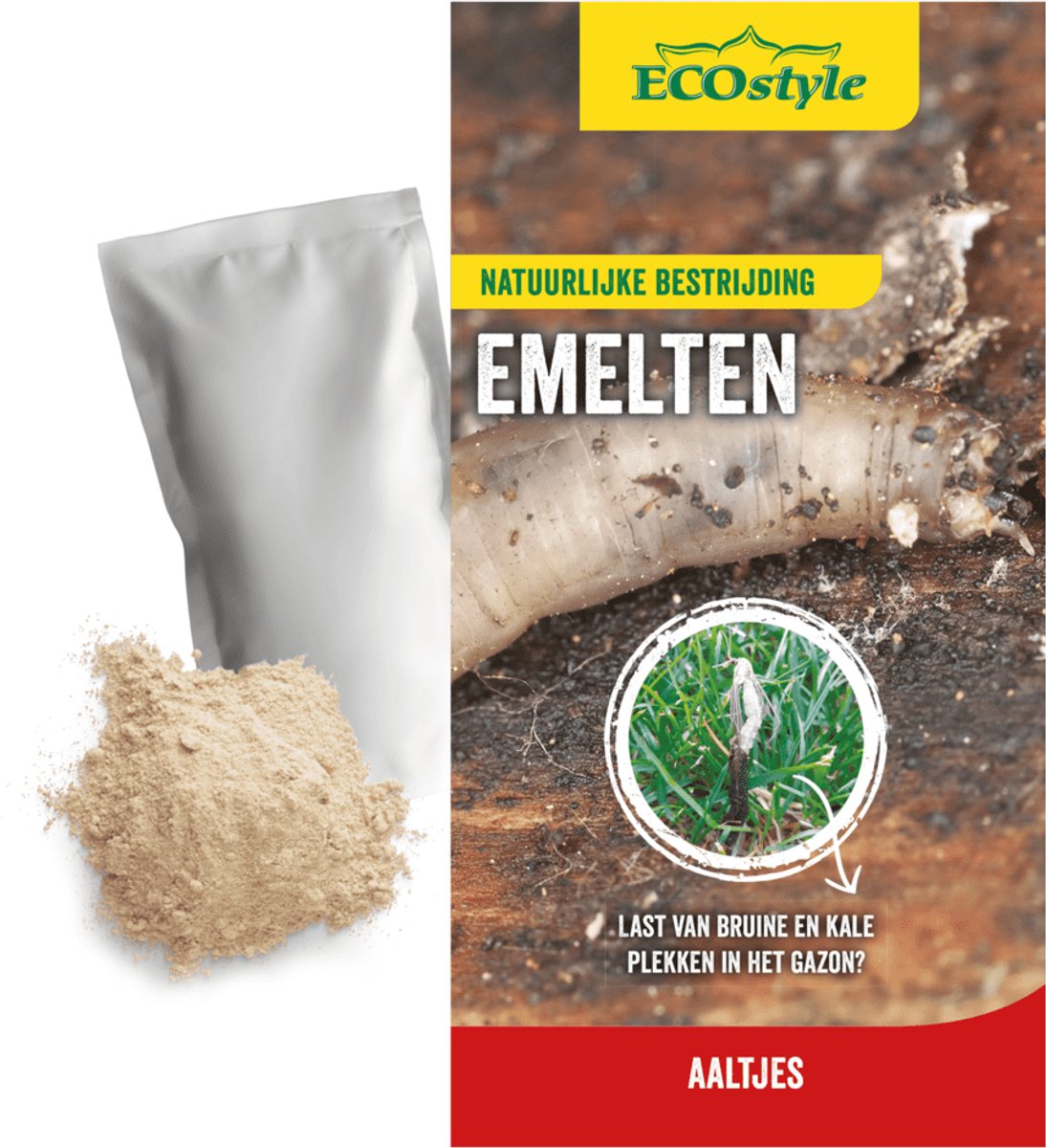 ECOstyle 50 mln Aaltjes F tegen Emelten - Bestrijdingsmiddel - Natuurlijk & Biologisch - Tegen Ronde Plekken in het Gazon - Voor Bodemtemperatuur hoger dan 10°C - Werken 24 uur per Dag - 100 m2